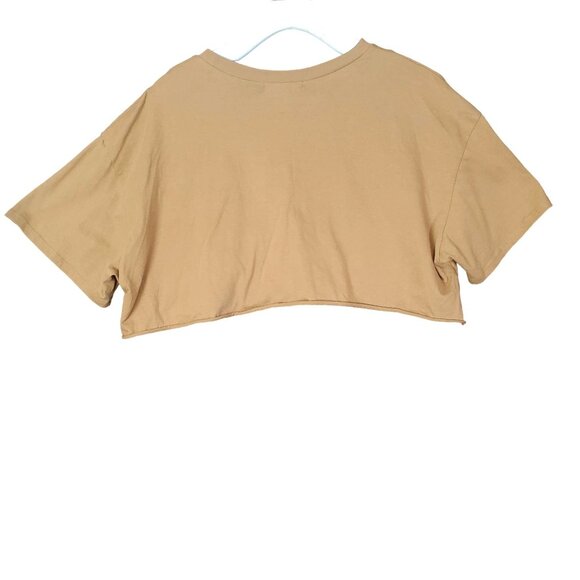 SOCIAL SCENE Women T-Shirt XL Crop Brown American Spirit Mustang Muscle Car USA - Picture 2 of 7